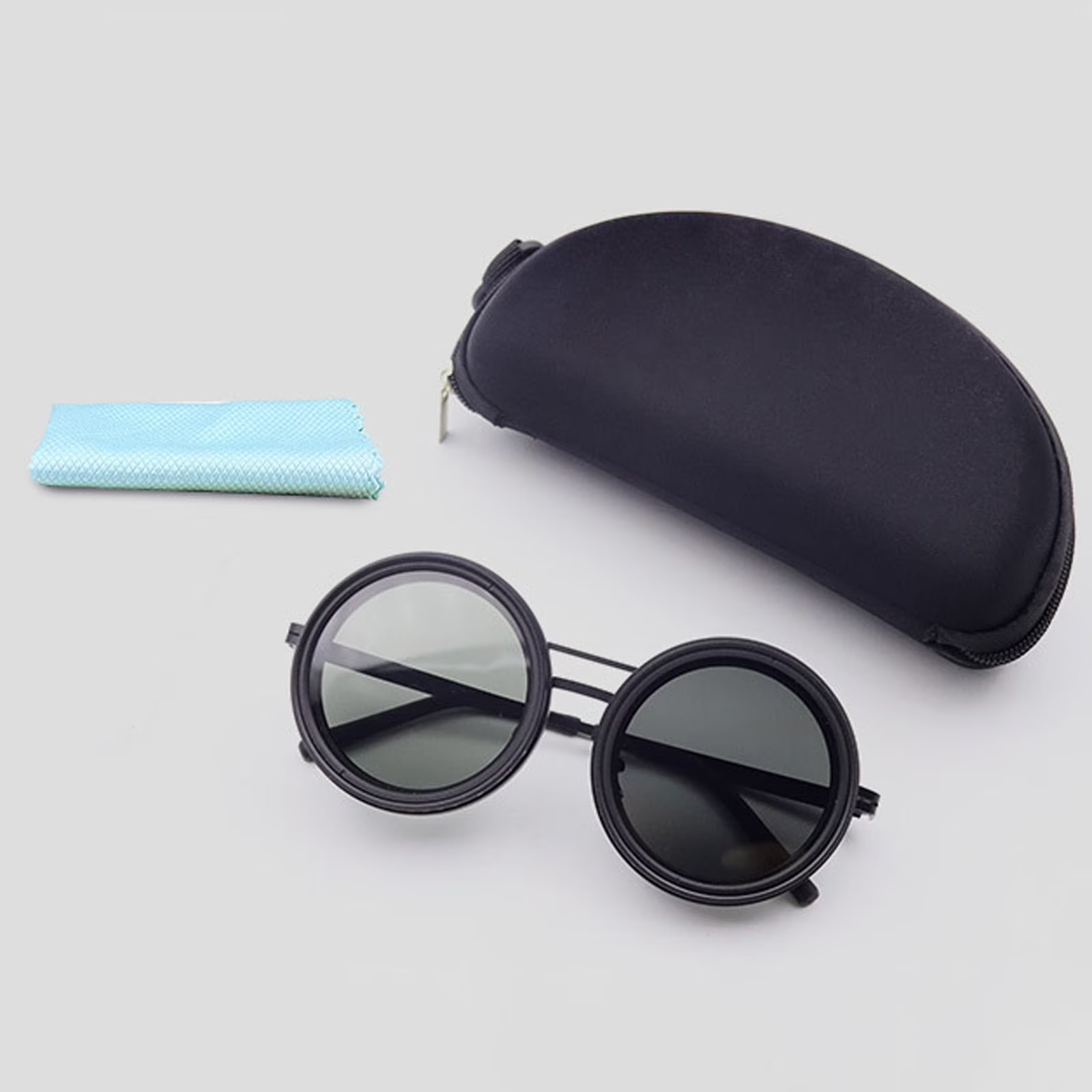 2026 Polarized Round Sunglasses Adjustable Tint ND9 Stepless 1-9 Gears Cycling Glasses For Men Shatterproof Lens Beach Eyewear