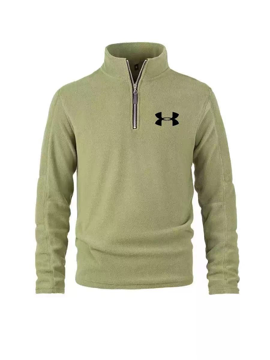 Men's stand-collar, zip-up, long-sleeved fleece top