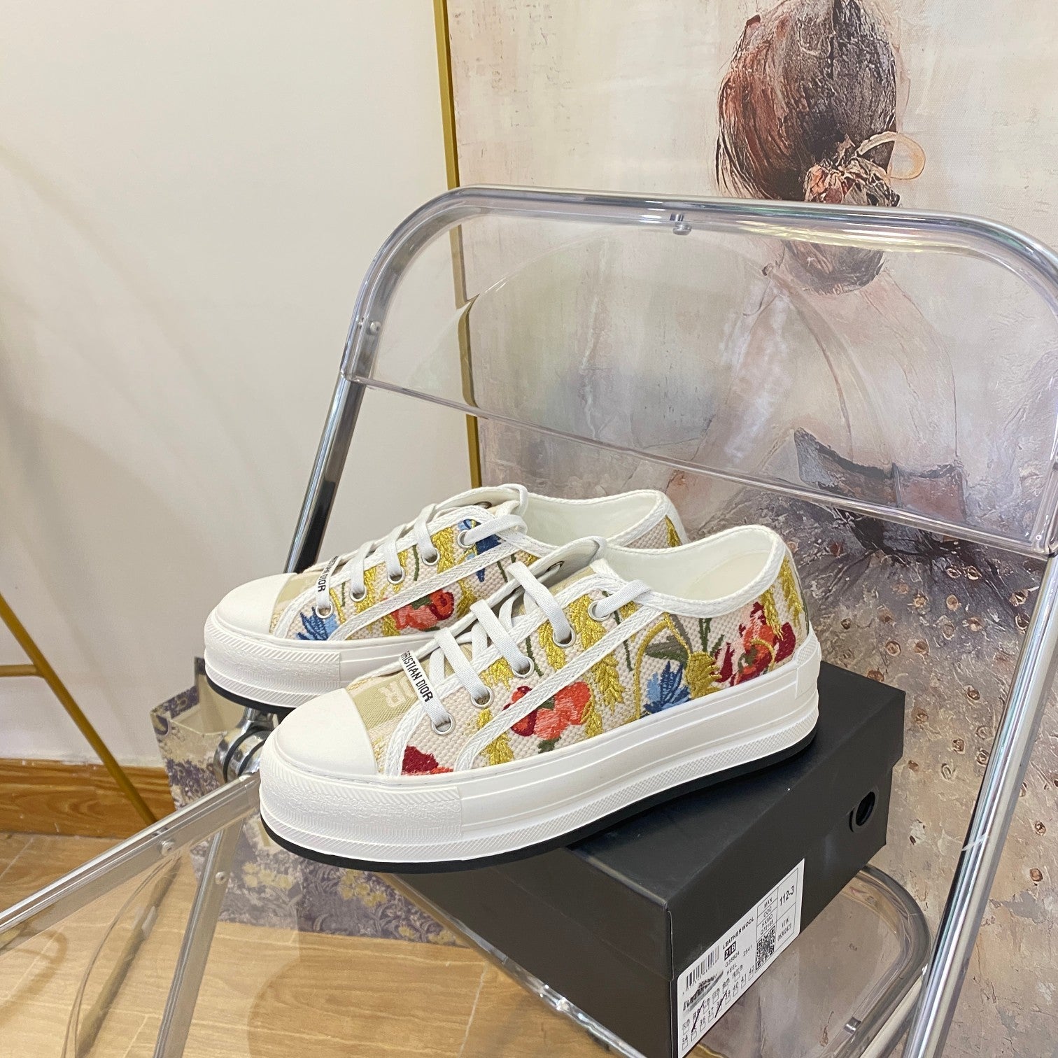 DIO*New muffin thick bottom embroidered canvas shoes