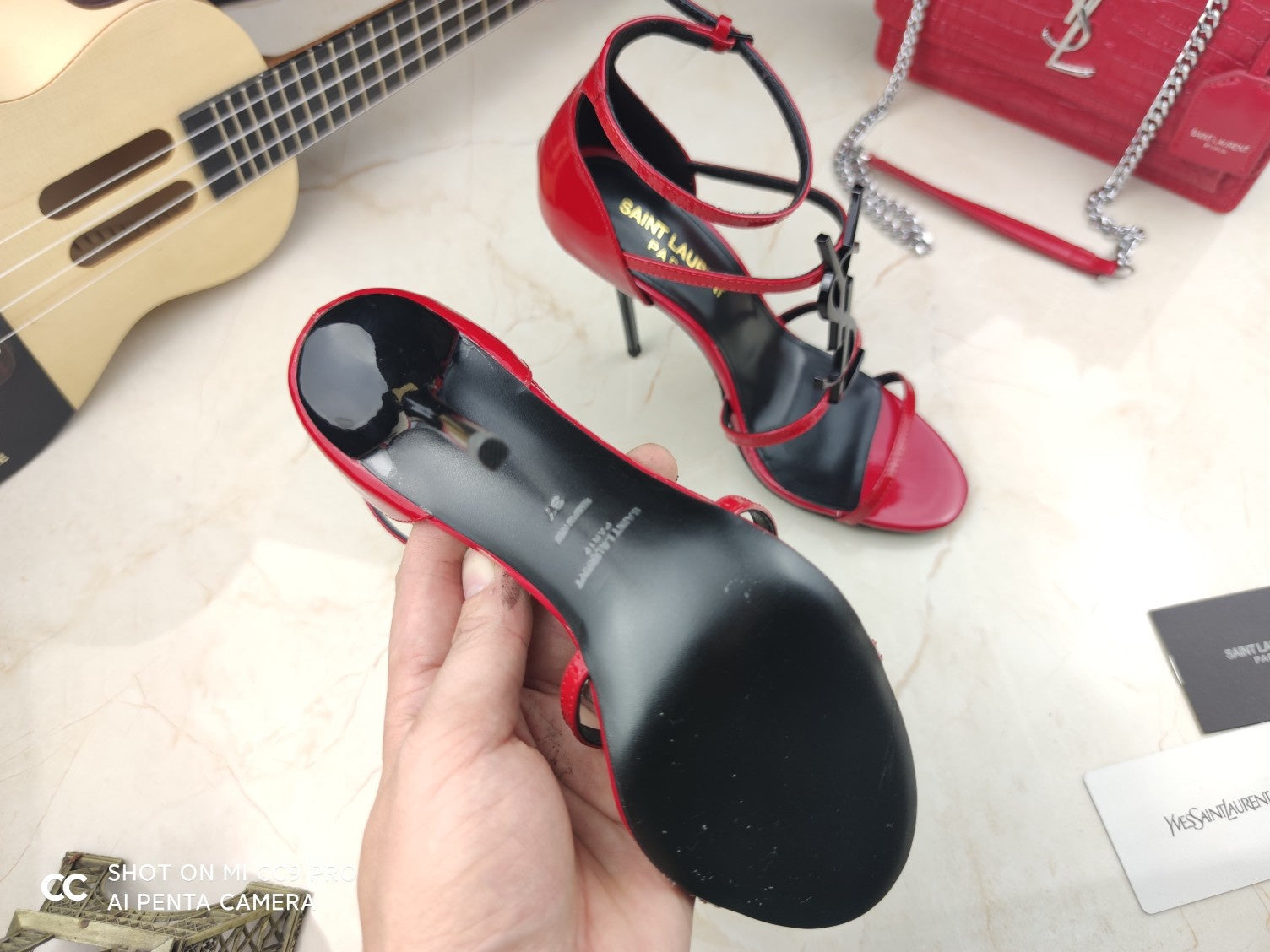 New Y   monogrammed high-heeled sandals