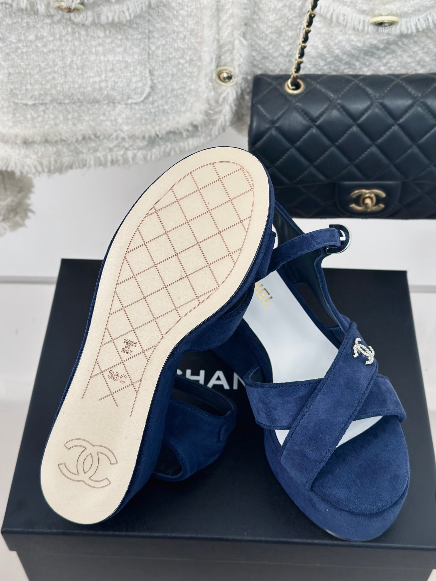 CHA* 24 new products cross-strap thick-soled sandals 1:1 VIP