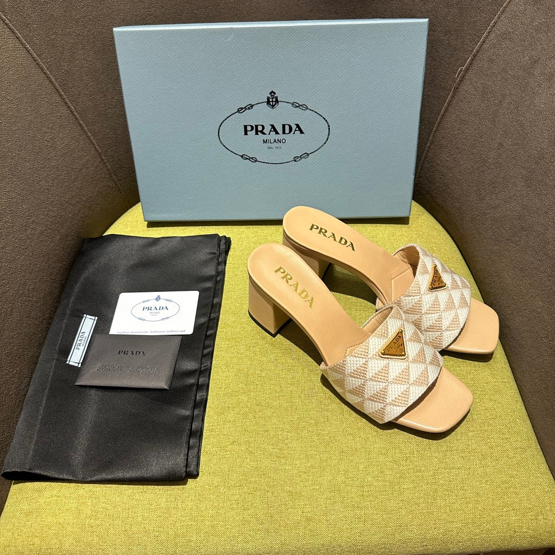 Pra* 24 new products spliced high-heeled slippers 1:1 VIP