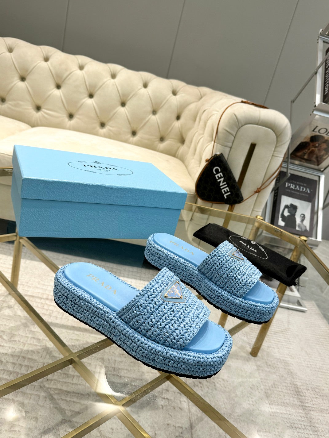 PRA* woven slippers sheepskin lining 1:1 VIP