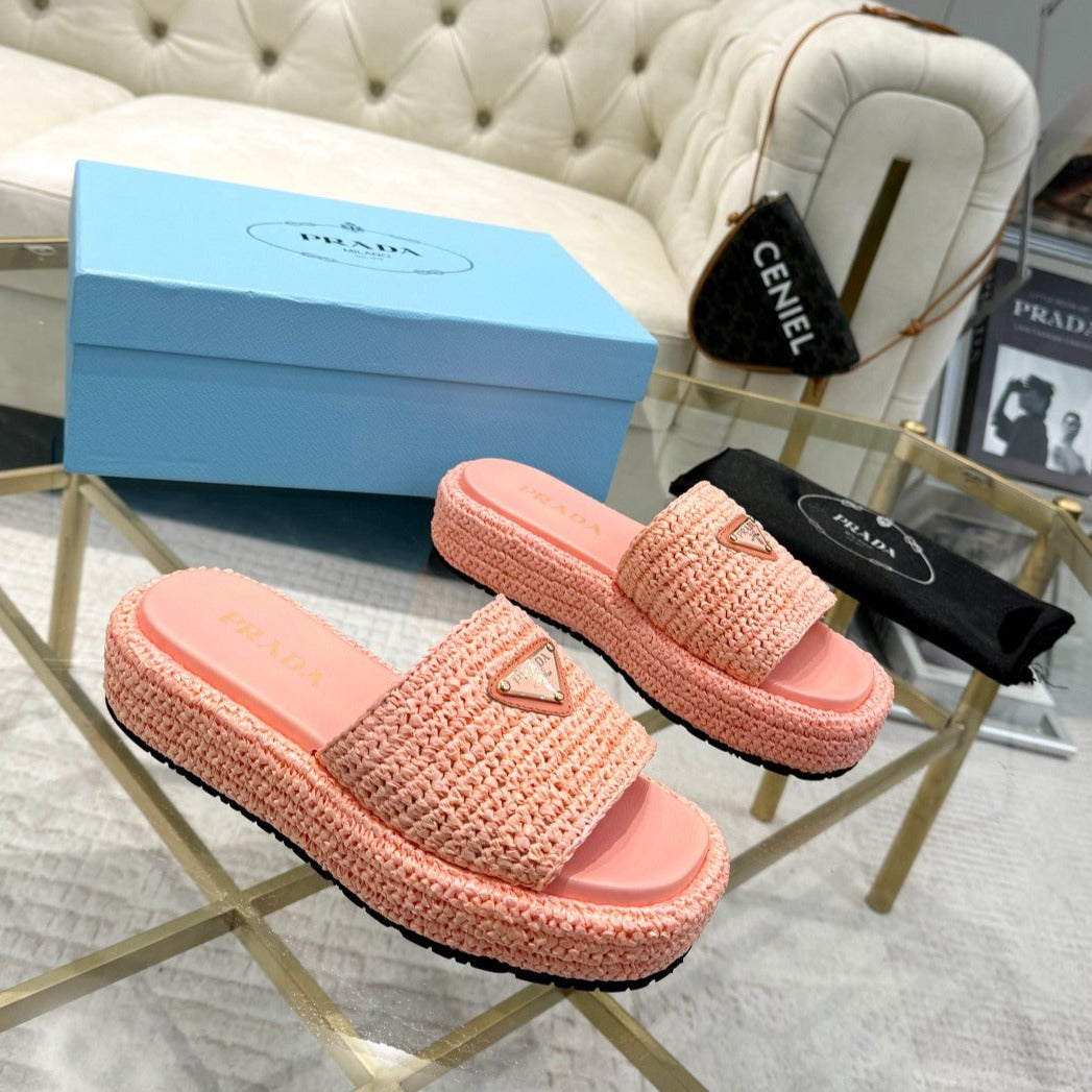 PRA* woven slippers sheepskin lining 1:1 VIP