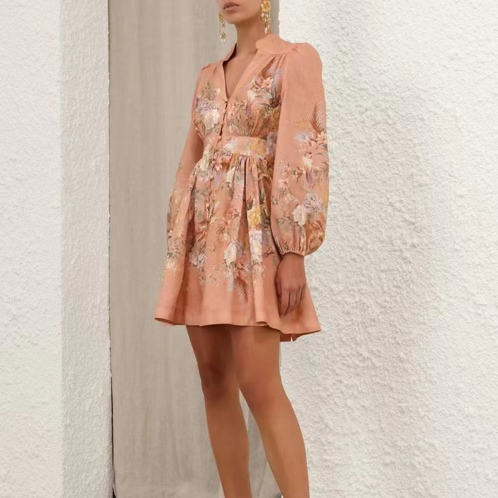 ZIMMERM* Deep V-neck long-sleeved dress