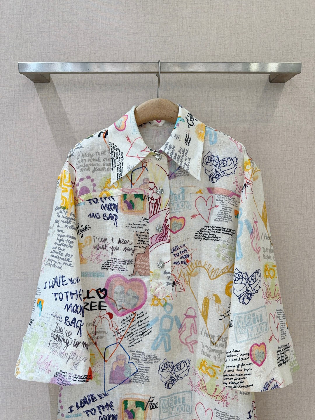 ZIMMERM* Graffiti lapel sleeve straight skirt