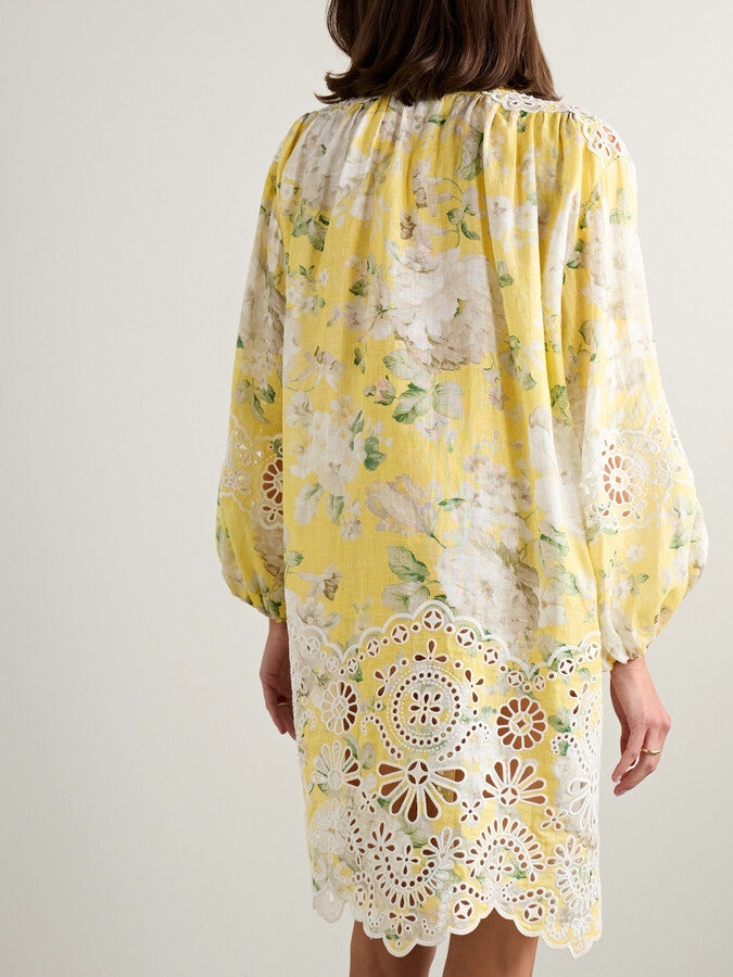 ZIMMERM* Hollow embroidery neckline dress