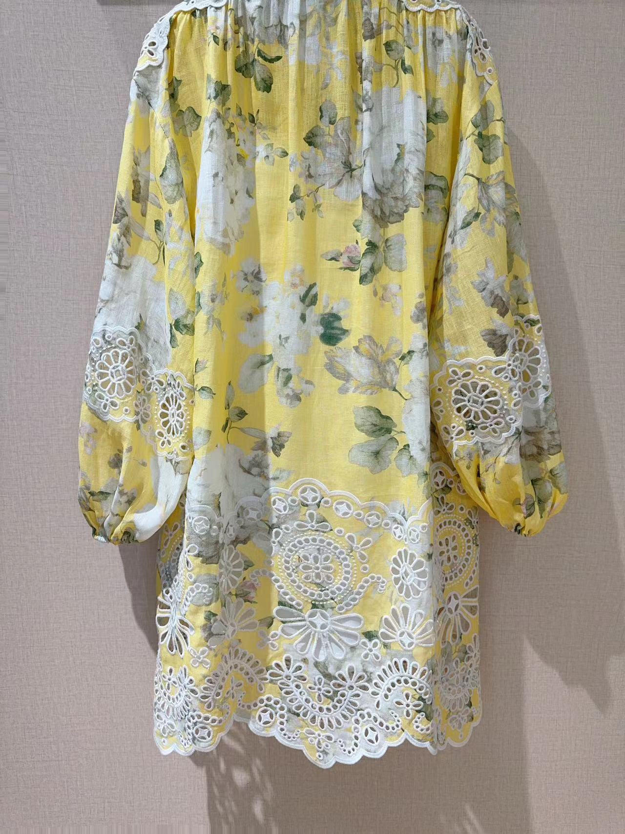 ZIMMERM* Hollow embroidery neckline dress