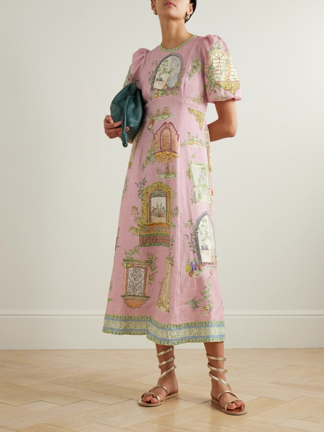 Alemais *round neck panelled A-line dress