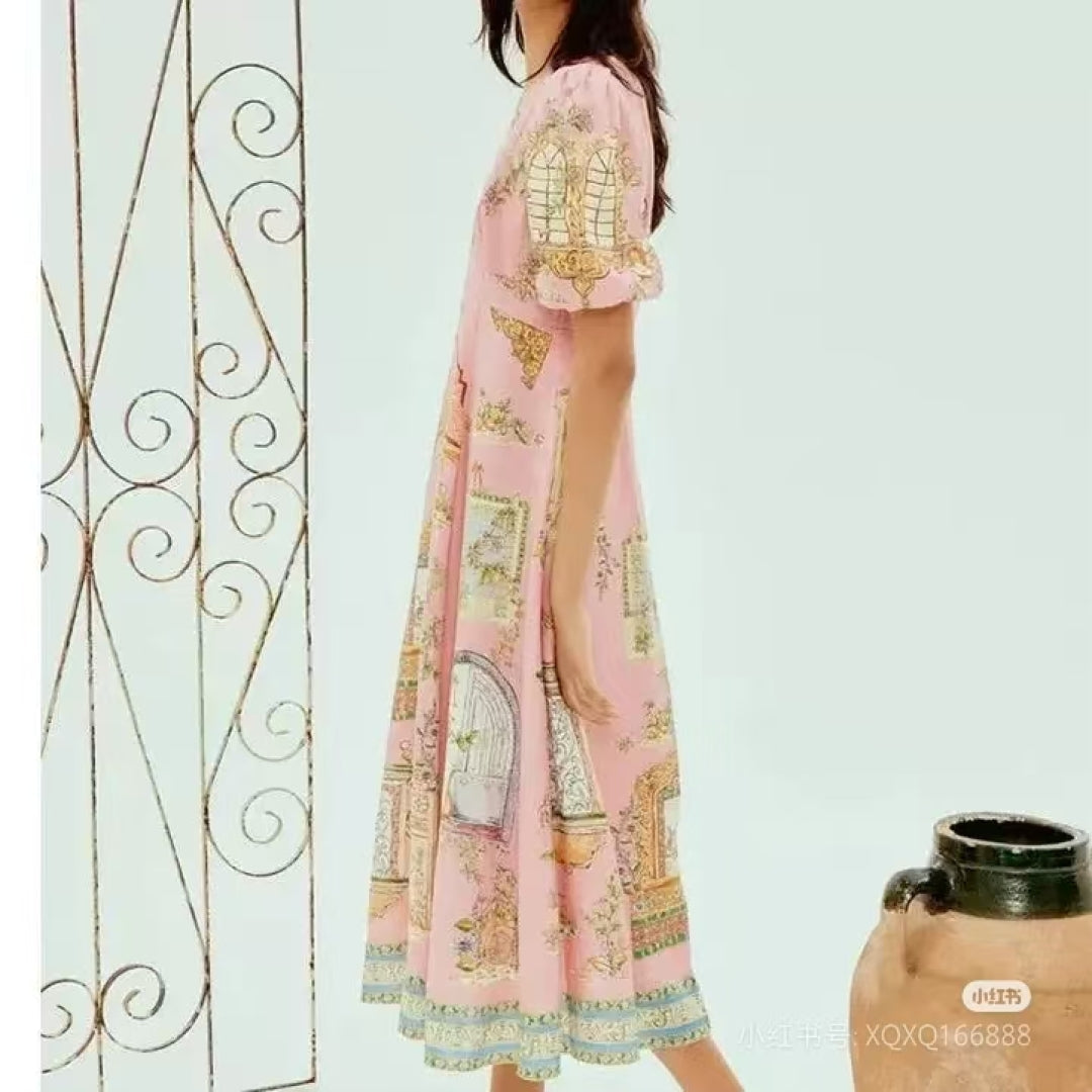 Alemais *round neck panelled A-line dress