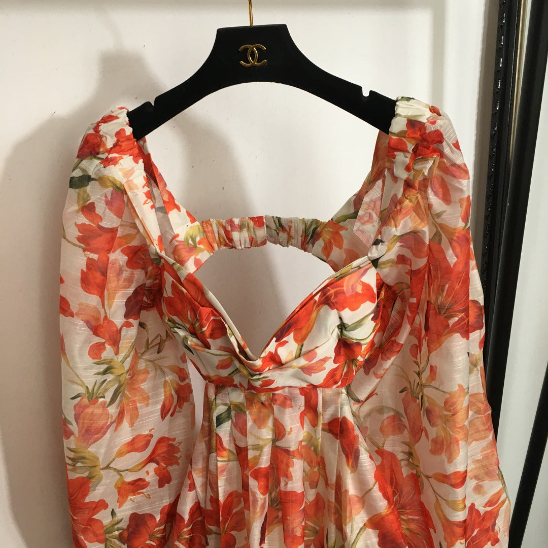 ZIMMERM* Lily Printed Lantern Long Sleeve Dress