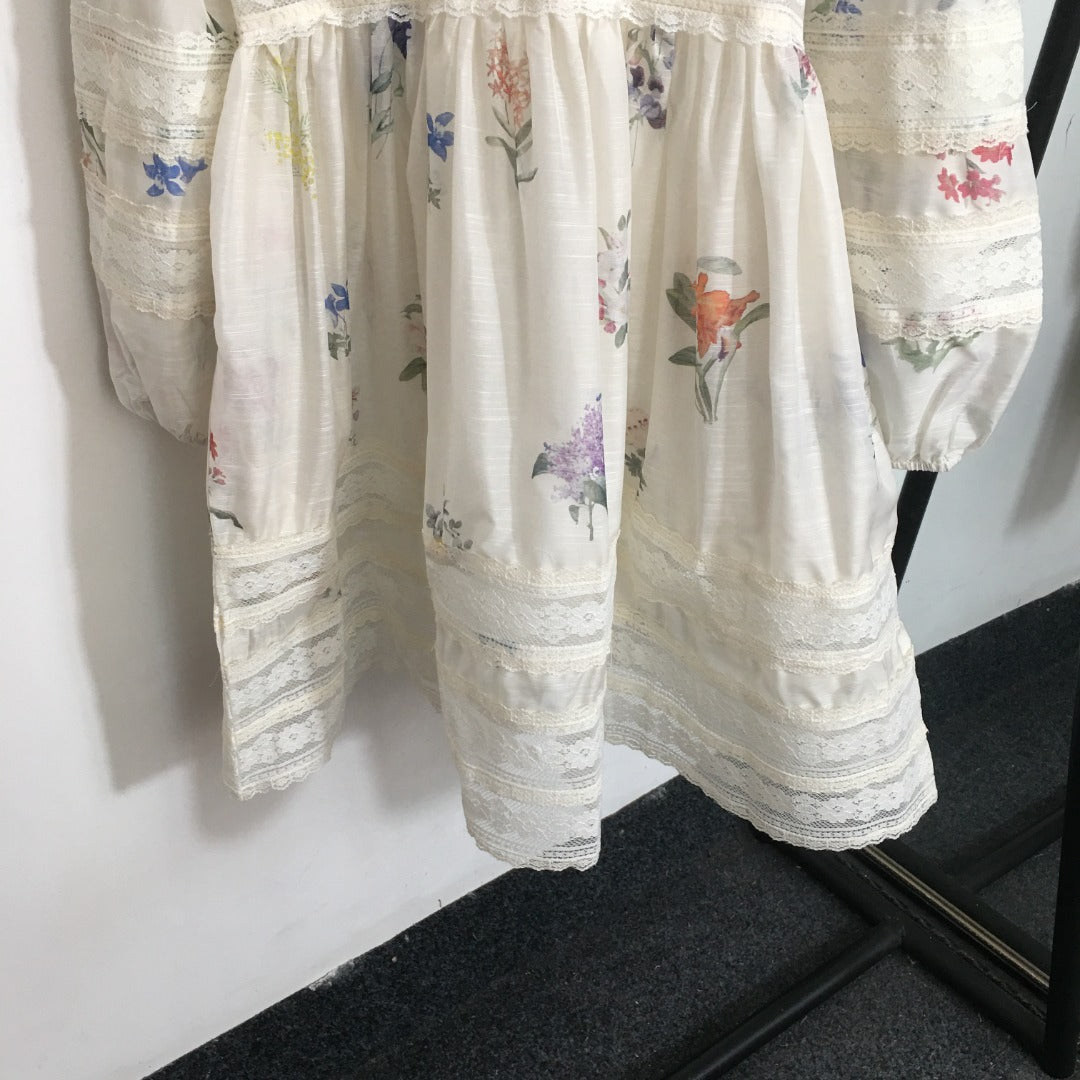 ZIMMERM*Elegant and elegant printed lace waist dress