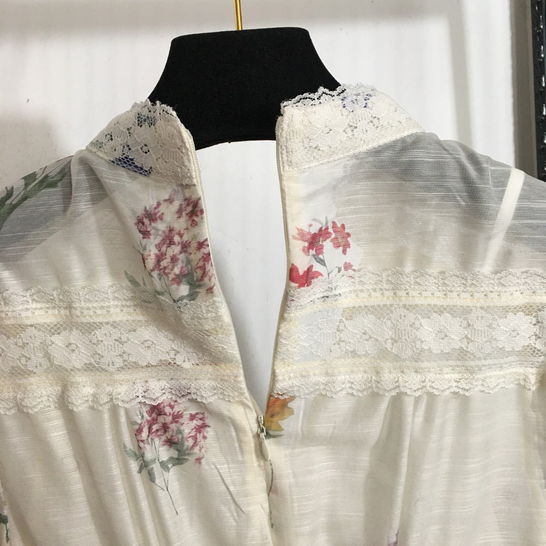 ZIMMERM*Elegant and elegant printed lace waist dress