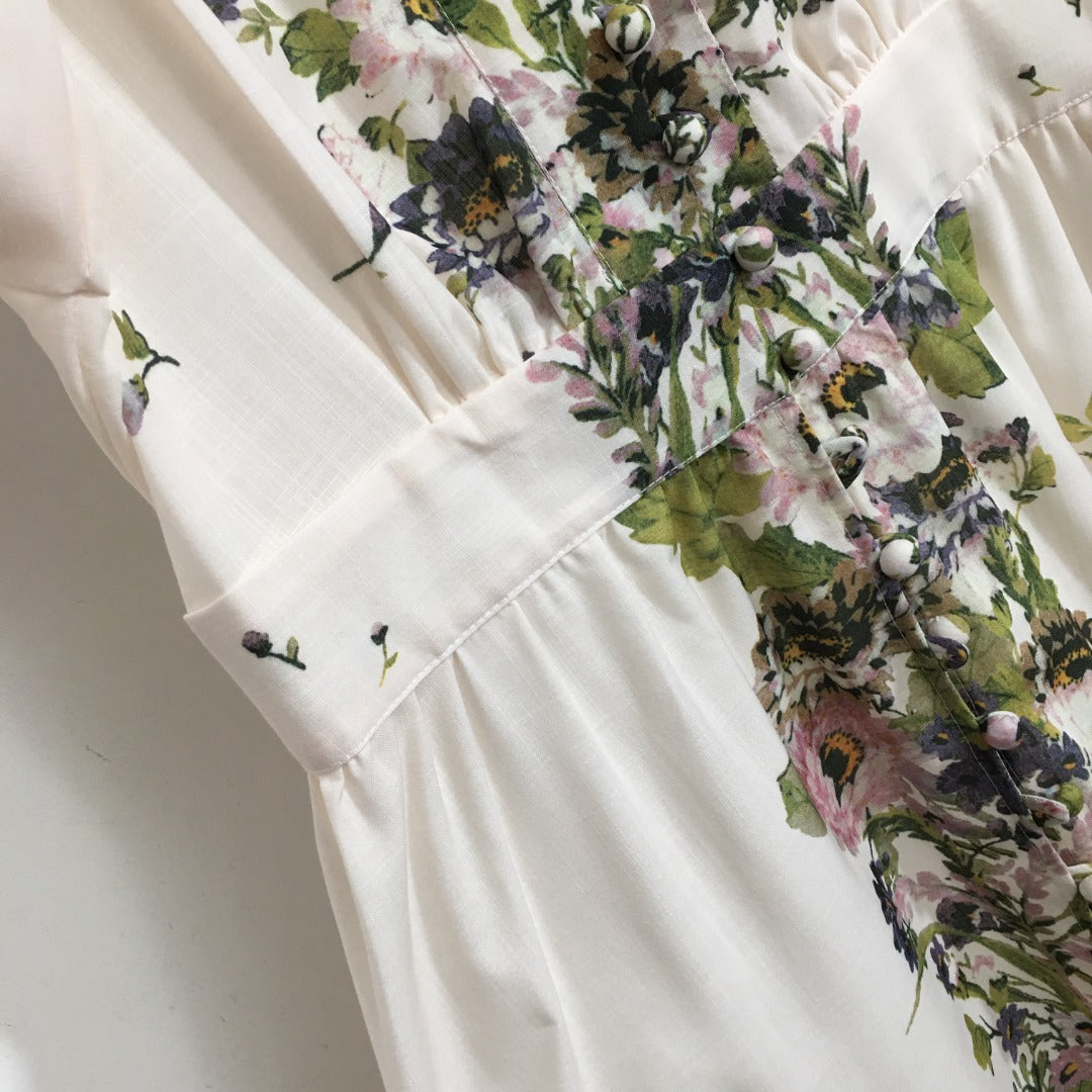 ZIMMERM*Flower print V-neck waist dress