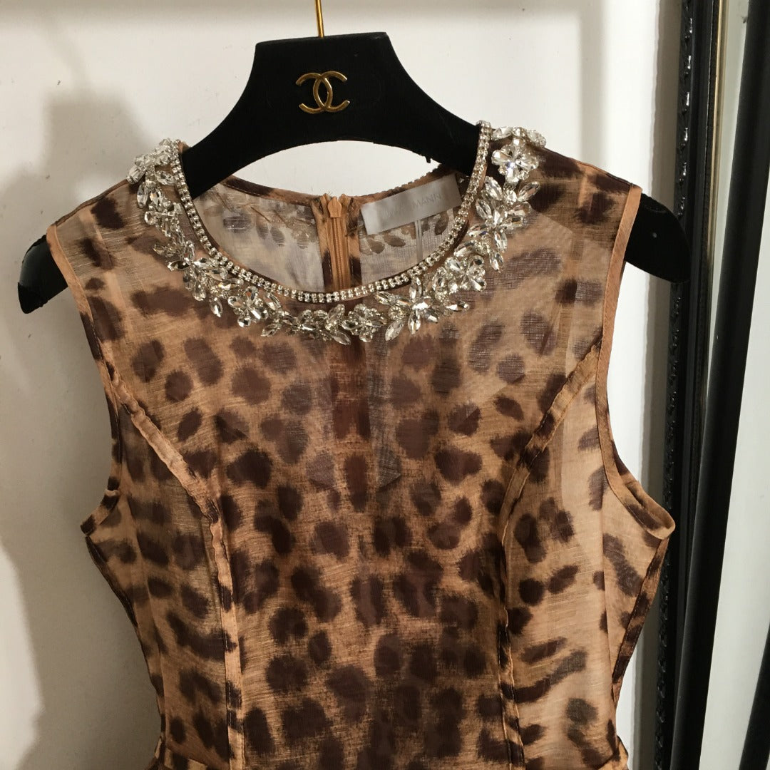 ZIMMERM* Leopard print sleeveless round neck dress