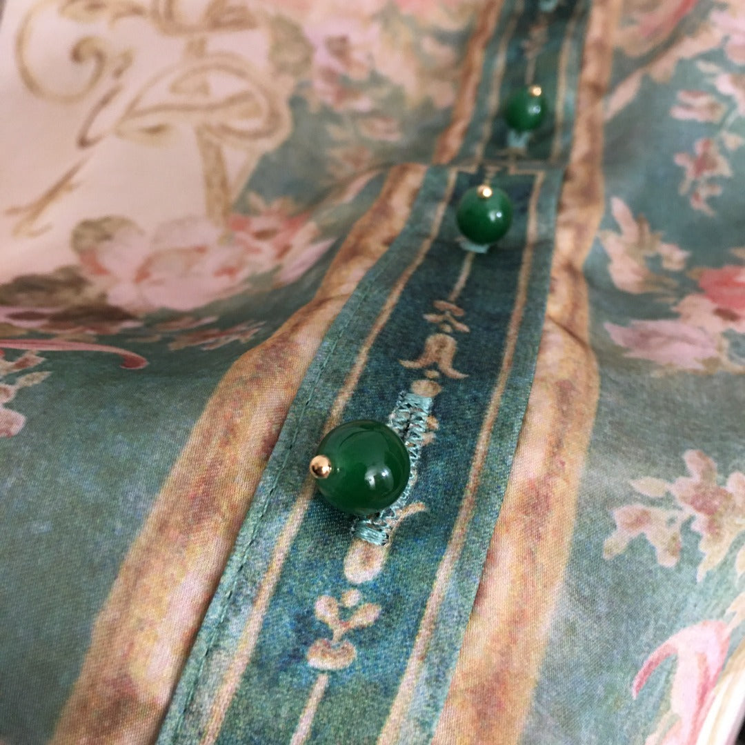 ZIM* Flower Print Short Sleeve Shirt + Drawstring High Waist Wide Leg Pants