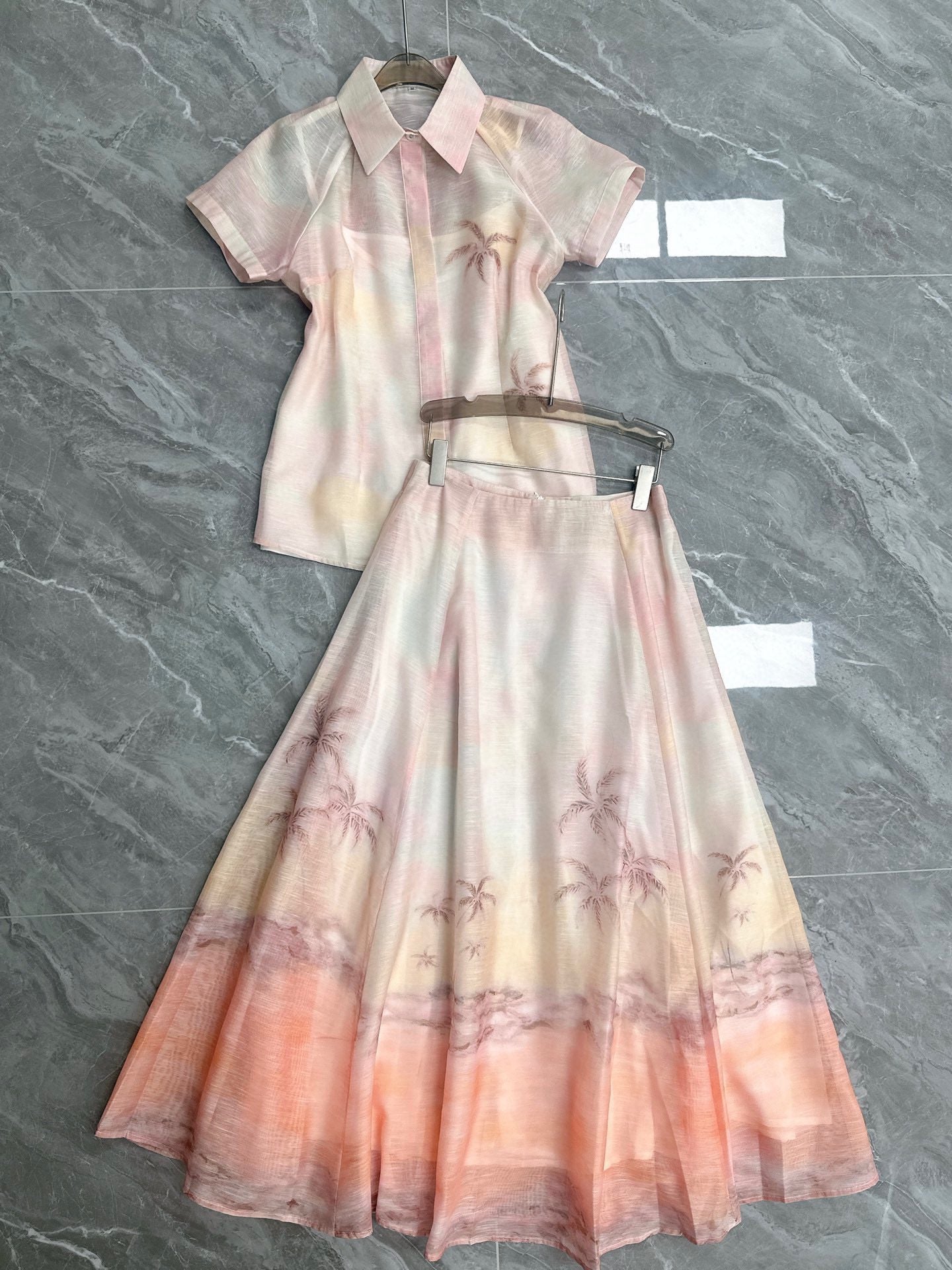 ZIM* Lapel Printed Top + Skirt