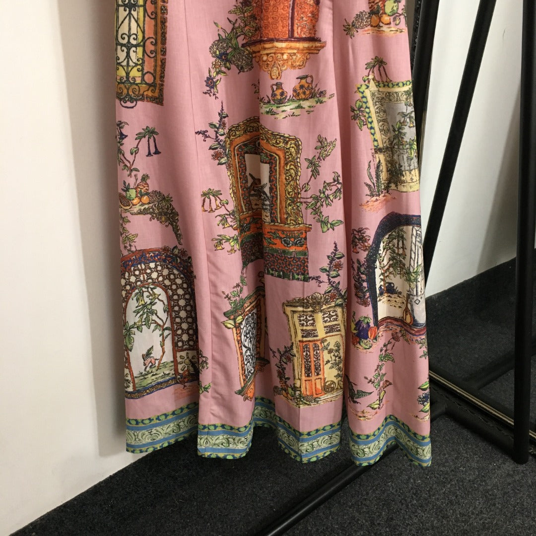 ZIM* printed slim waist dress