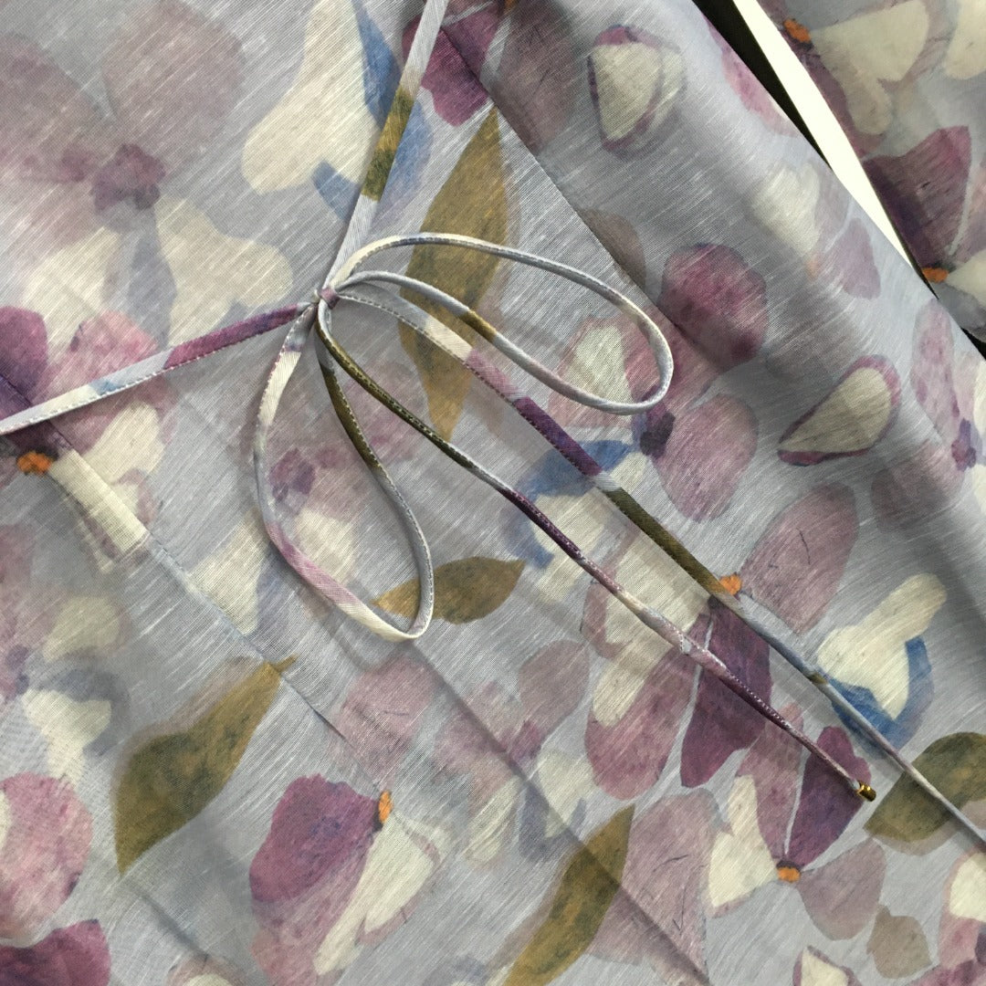 ZIM* Floral Tie Waist Long Sleeve Dress