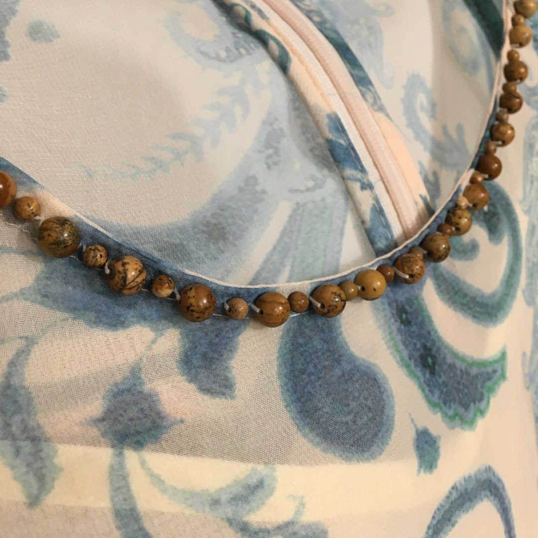 ZIM*Round neck tie waist long sleeve dress