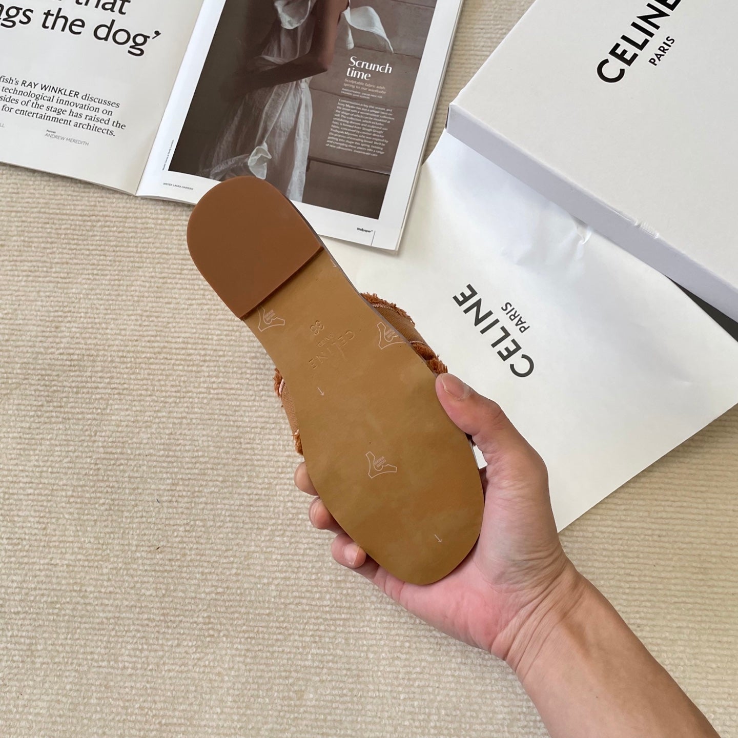 Celi* 25SS denim tassel slippers