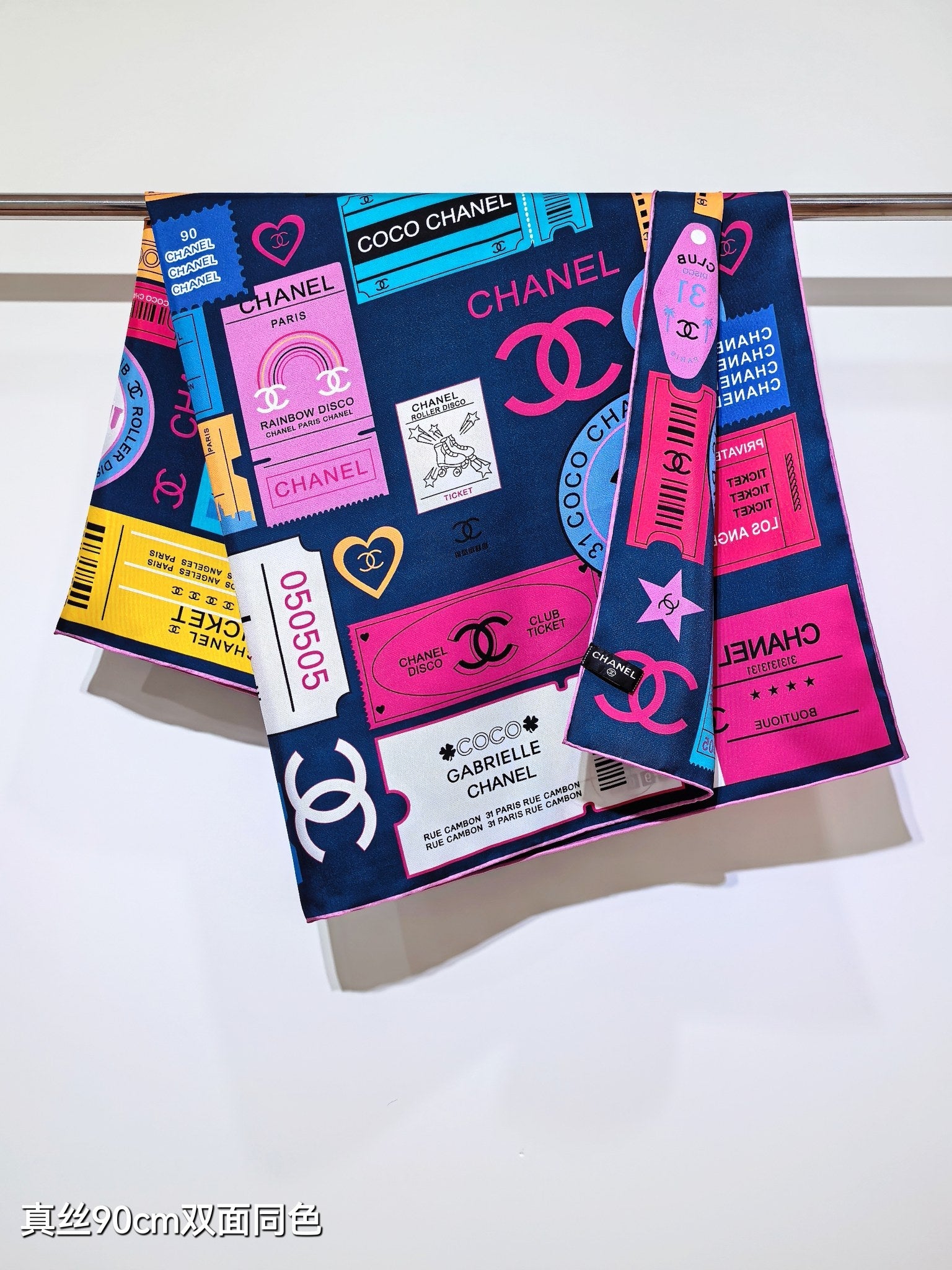 CHAN* 25SS 100% silk square scarf