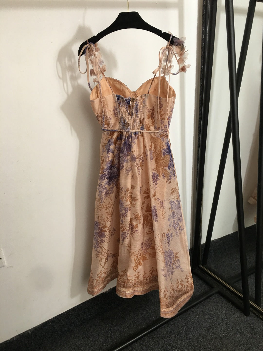 ZIM* Flower Print 3D Butterfly Petal Lace-Up Tube Dress