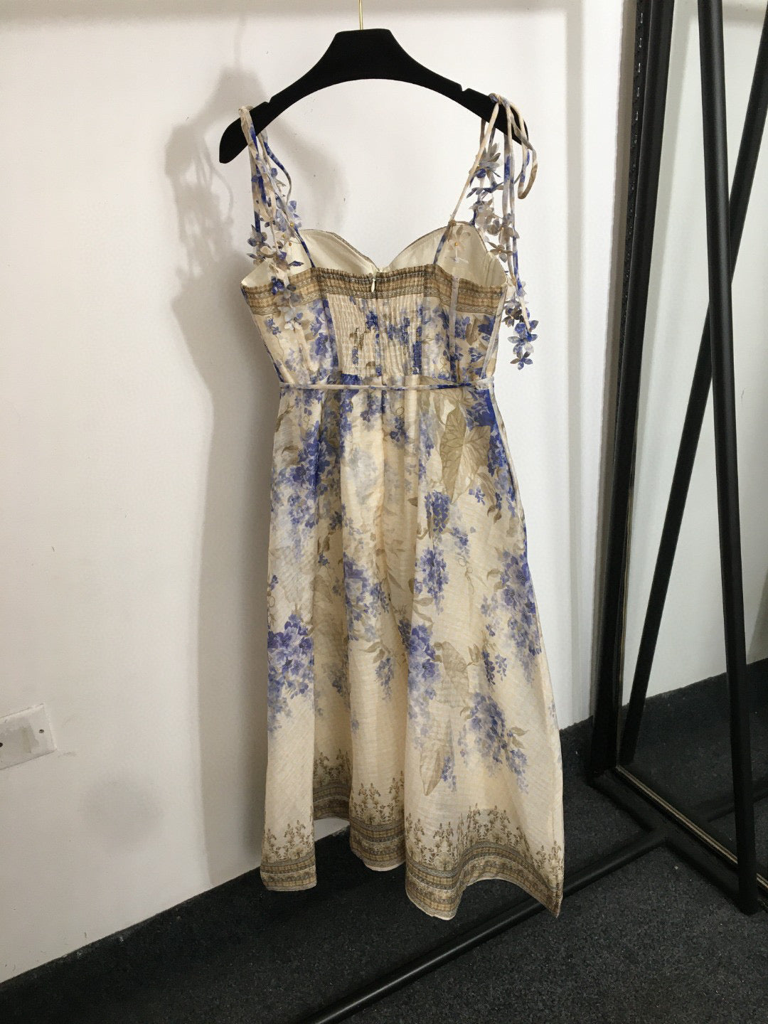 ZIM* Flower Print 3D Butterfly Petal Lace-Up Tube Dress