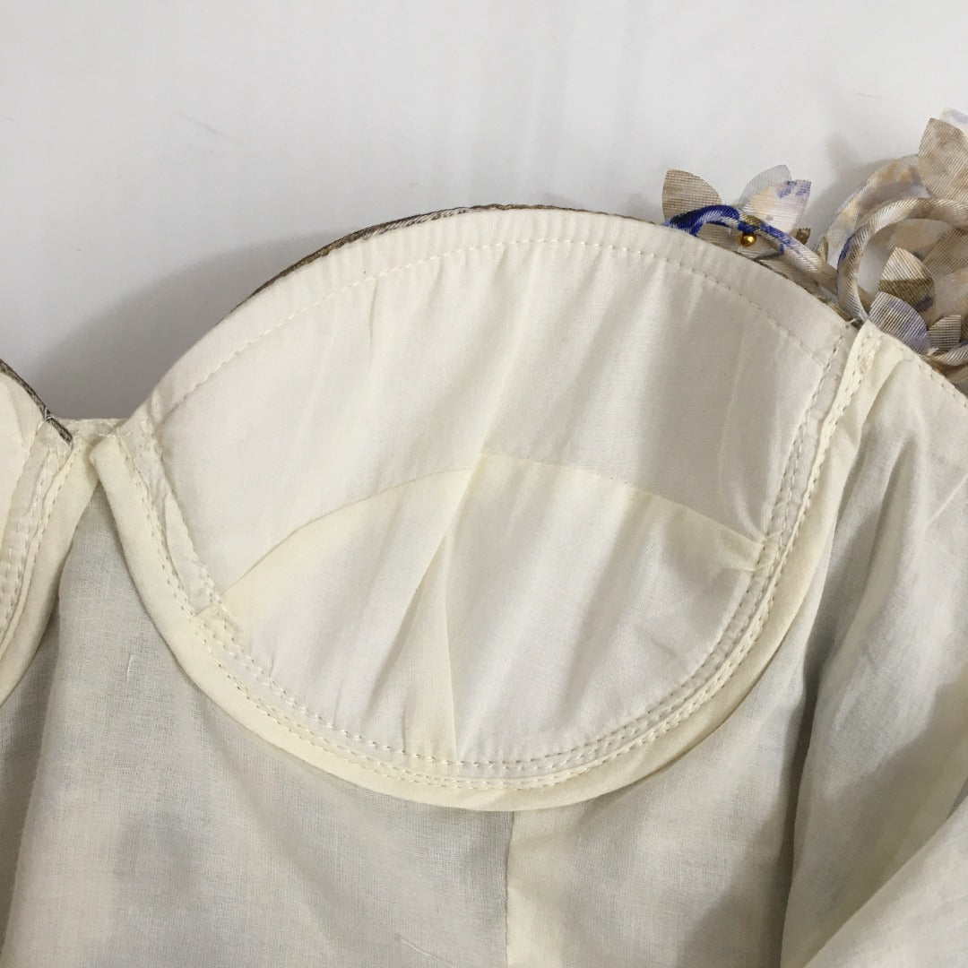 ZIM* Flower Print 3D Butterfly Petal Lace-Up Tube Dress