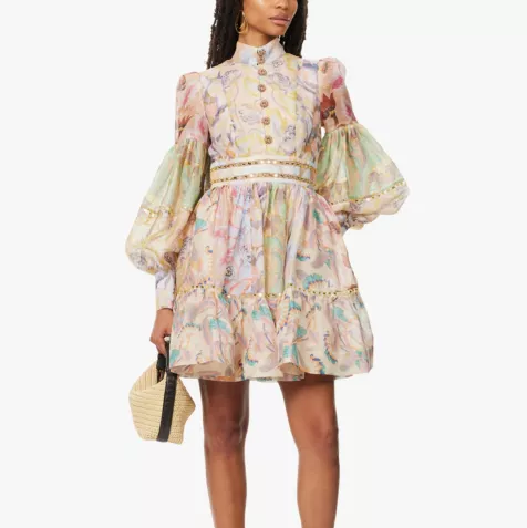 ZIMMERM* 25SS Silk and Linen Colorblock Dress 1:1