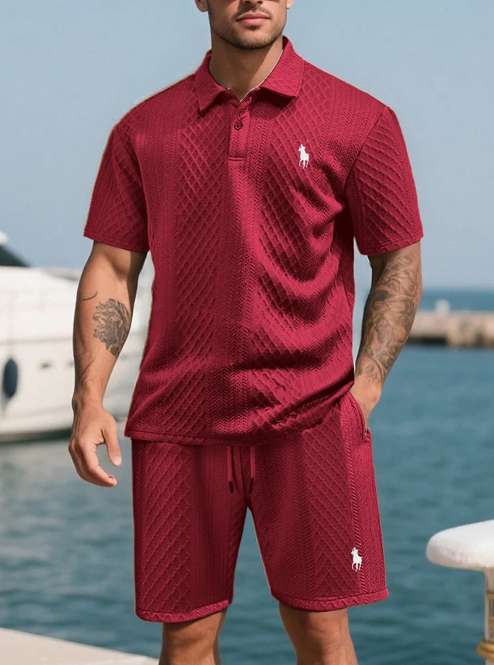 Men’s Jacquard Polo & Shorts Set