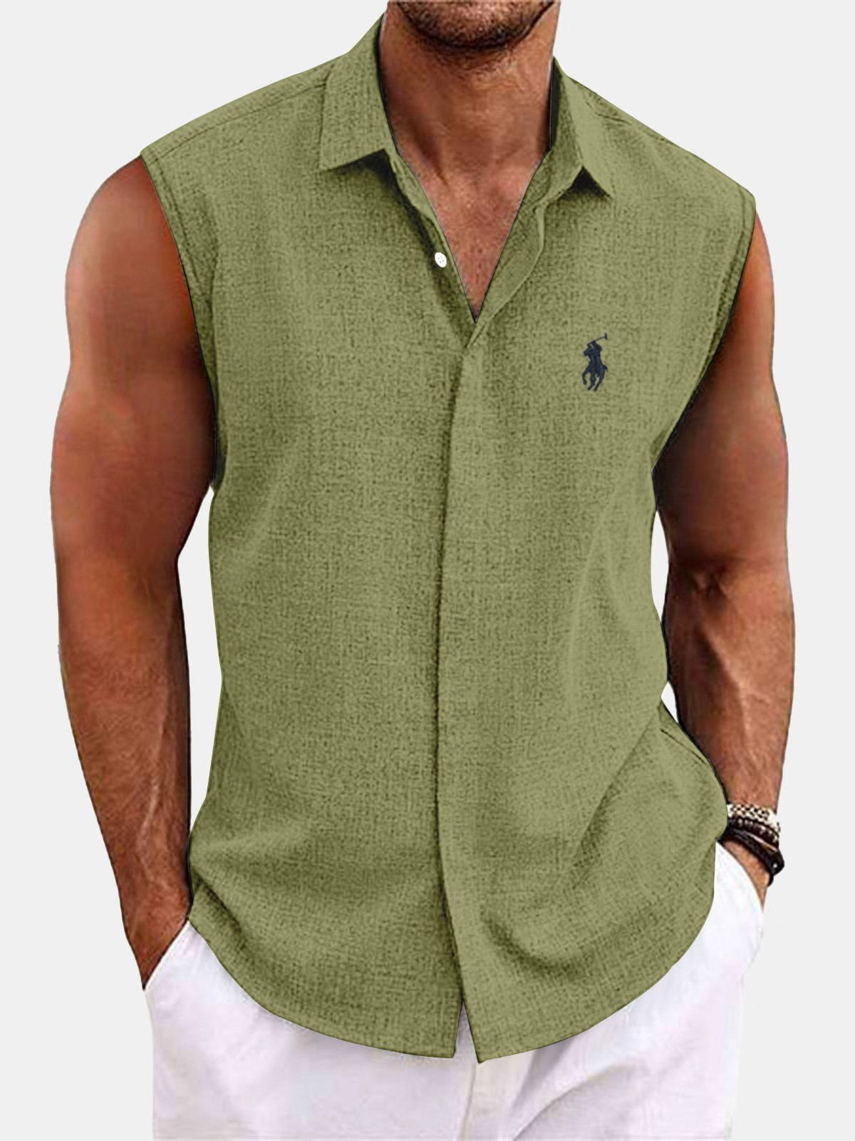 Men's sleeveless linen shirt