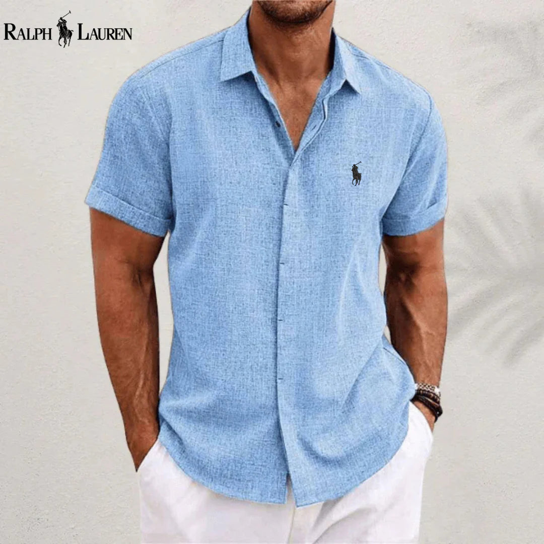 2026 Men's Linen Shirts Short Sleeve Casual Shirts Button Down Shirt for Men Beach Summer Shirt