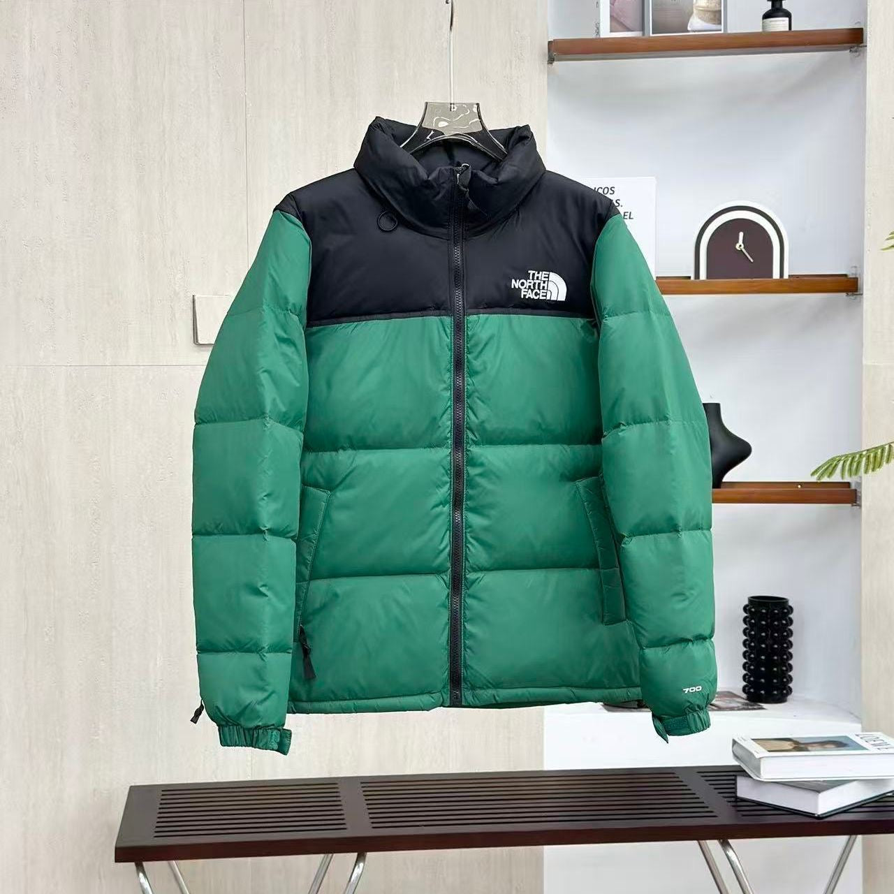 Unisex stand-collar embroidered thickened down jacket