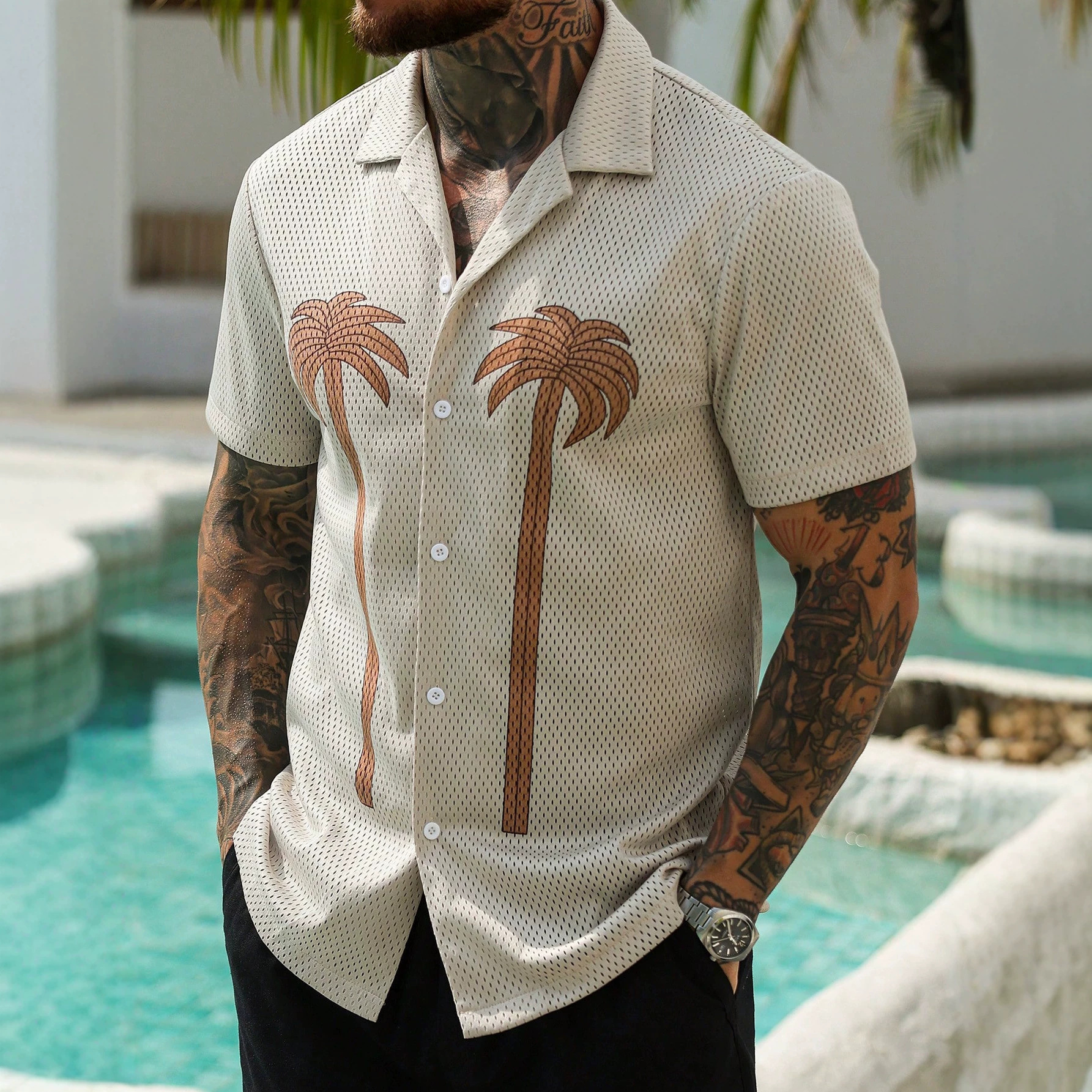 Men's Short-Sleeve Printed Breathable Shirt
