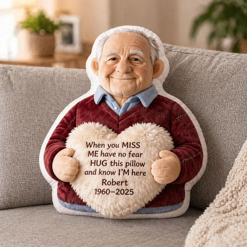 Custom From Photo - When You Miss Me - Personalized Memorial Faux Fur Shaped Pillow