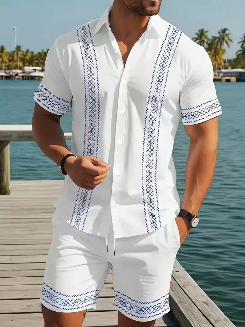 2026 New Arrivals: Striped Collared Shirt and Shorts Set