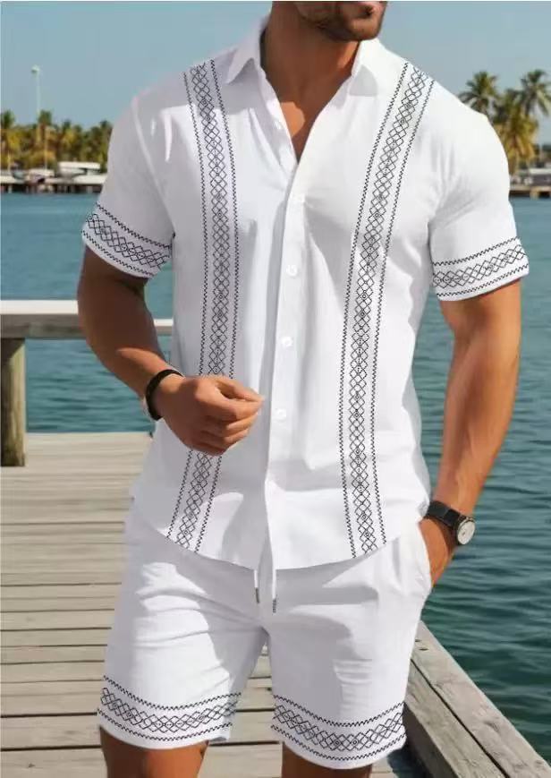 2026 New Arrivals: Striped Collared Shirt and Shorts Set