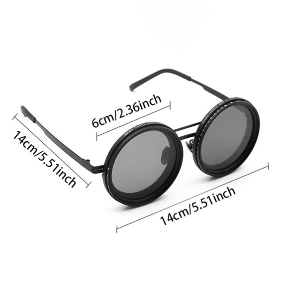 2026 Polarized Round Sunglasses Adjustable Tint ND9 Stepless 1-9 Gears Cycling Glasses For Men Shatterproof Lens Beach Eyewear