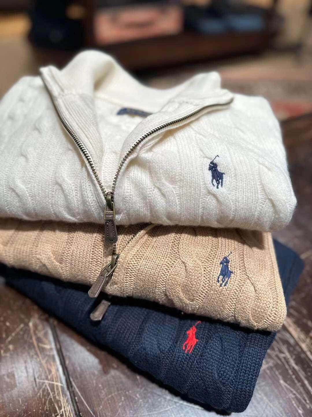 Polo Embroidered Quarter Zipper Knit Sweater