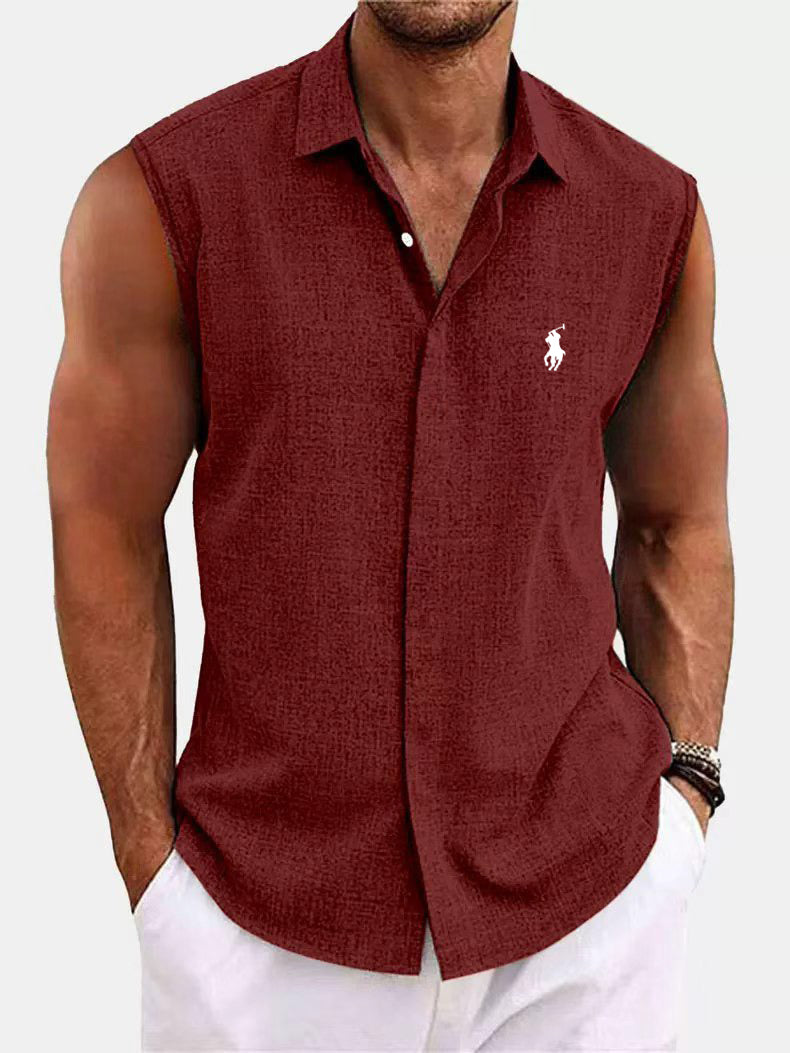 Men's sleeveless linen shirt