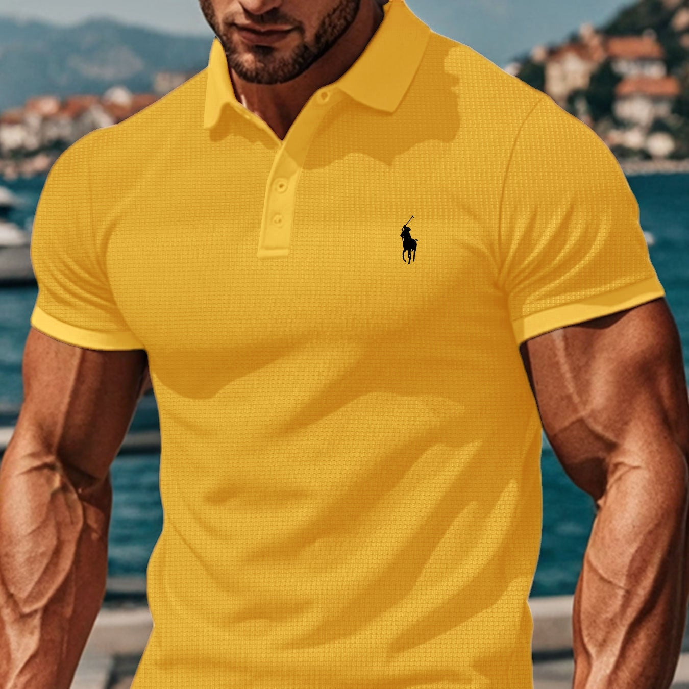 Men's Waffle Polo Shirt