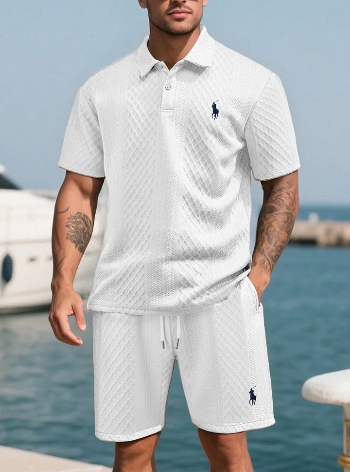 Men’s Jacquard Polo & Shorts Set