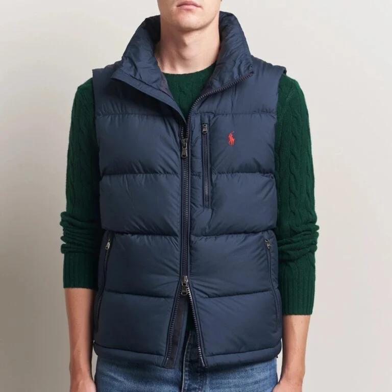 Men's Embroidered Polo Warm Vest Down Jacket