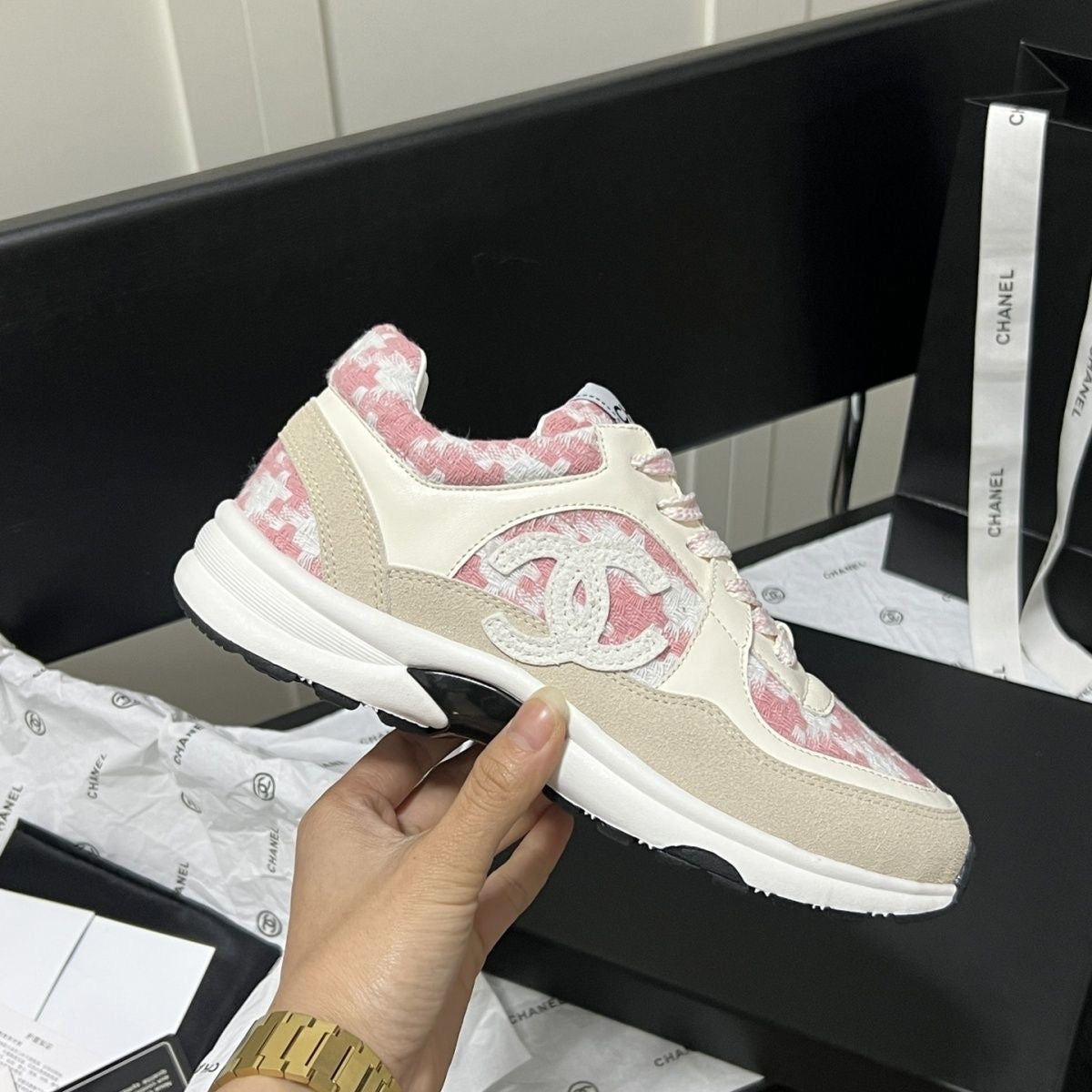 C C dark print sneakers