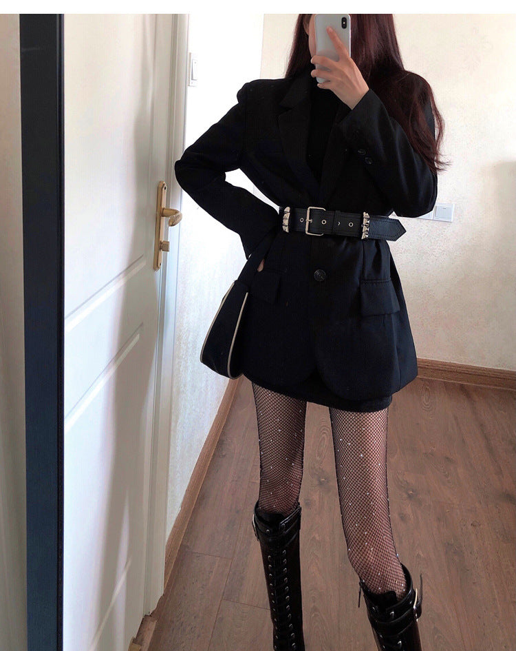 Black stockings with rhinestones