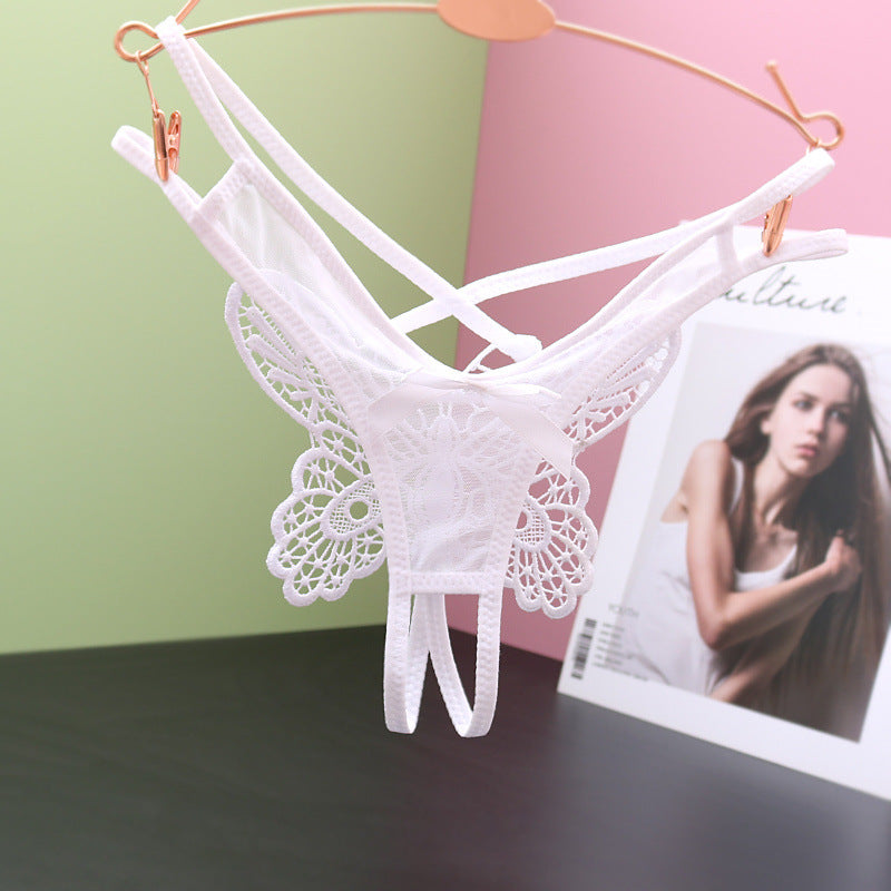 Mesh Embroidered Big Butterfly Thong