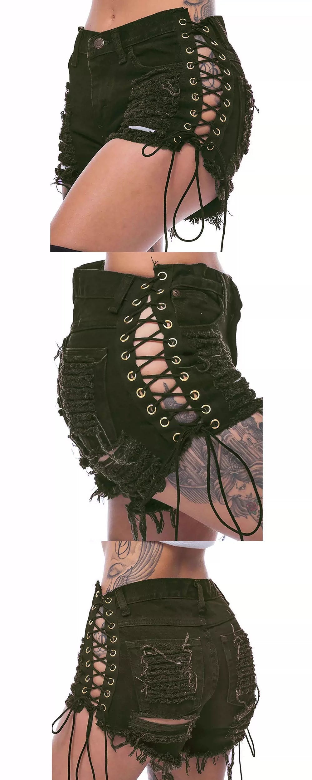 Tie-dyed denim ripped shorts