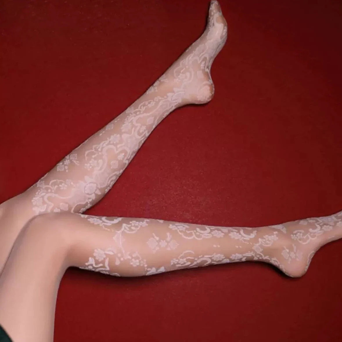 Vintage Elegant Hollow Out Floral Lace Stockings