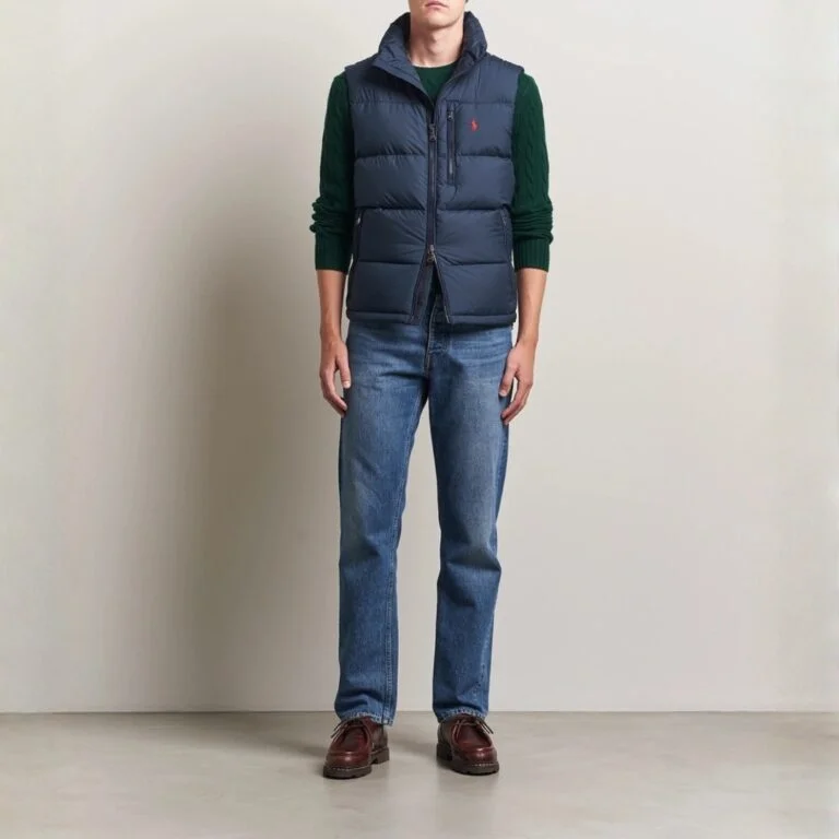 Men's Embroidered Polo Warm Vest Down Jacket